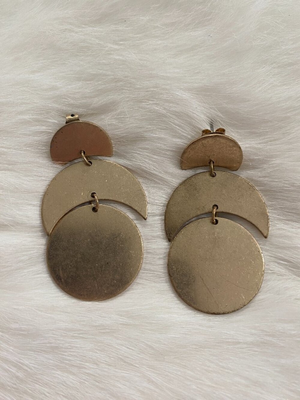 Triple Moon Gold Earrings